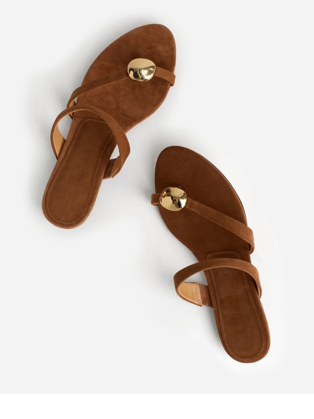Madewell Mila Sculpted Organic Gold Hardware Suede Leather Thong Sandal